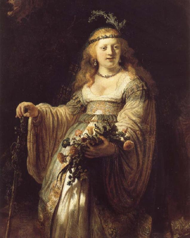 REMBRANDT Harmenszoon van Rijn Saskia van Uylenburgh in Arcadian Costume oil painting picture